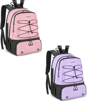 Tennis Bag, Large Tennis Bags For Women, Tennis Backpack with Ventilated Shoe Compartment and Insulated Pocket, Pink & Purple
