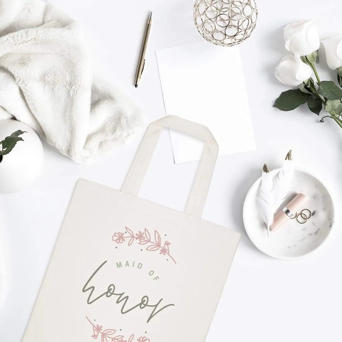 The Cotton & Canvas Co. Modern Wedding, Beach, Shopping and Travel Reusable Shoulder Tote and Handbag