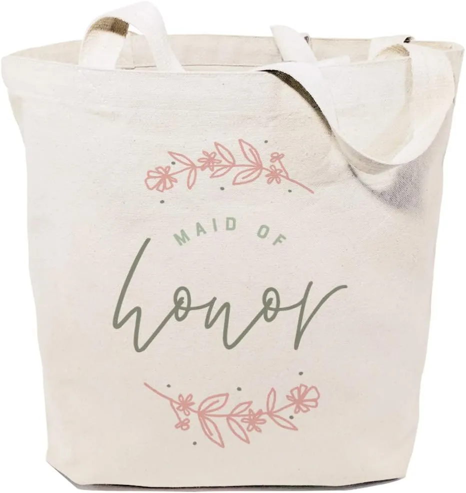 The Cotton & Canvas Co. Modern Wedding, Beach, Shopping and Travel Reusable Shoulder Tote and Handbag