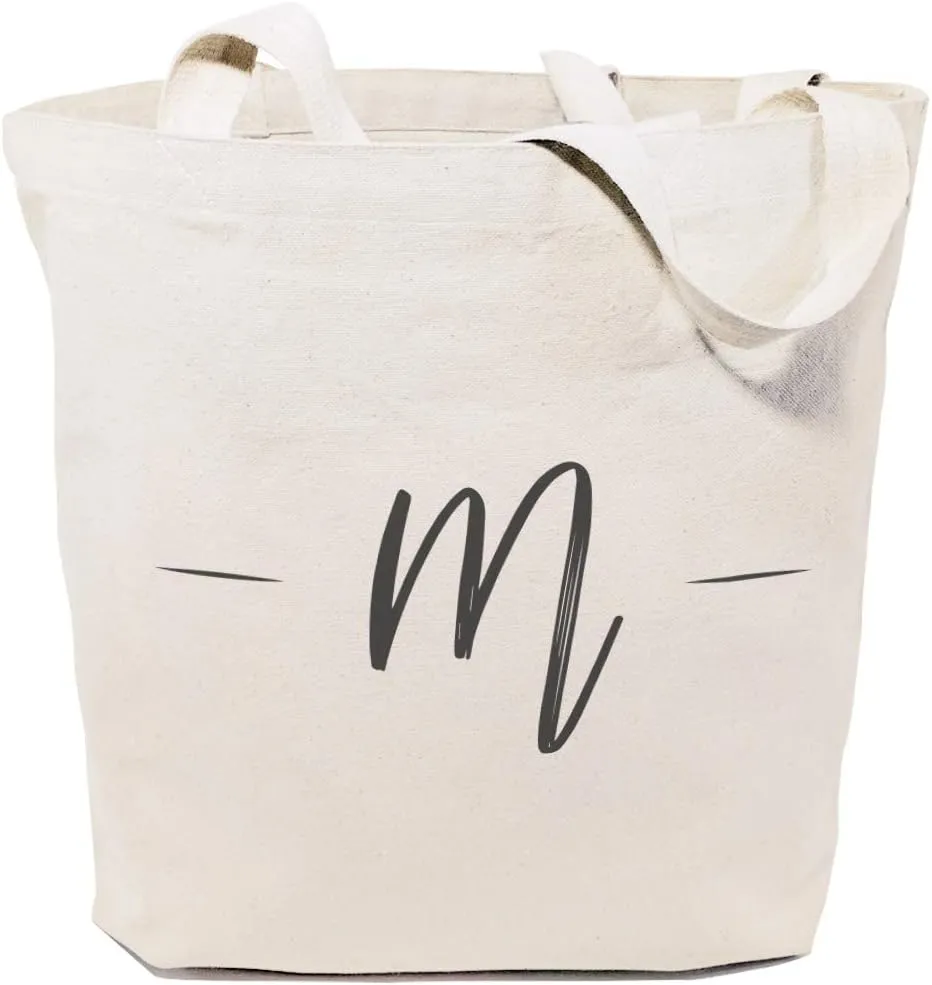 The Cotton & Canvas Co. Personalized Name Beach, Shopping and Travel Resusable Shoulder Tote and Handbag