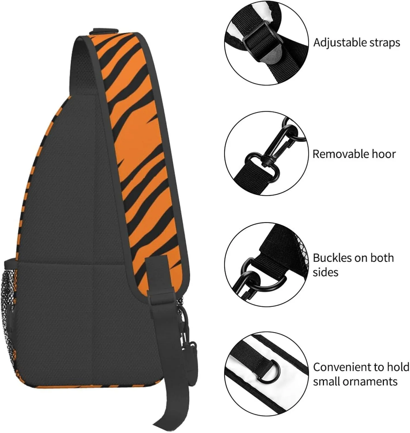 Tiger Stripes Crossbody Bags Cross Men Chest Bag Adjustable Sling Backpack Shoulder Bag For Women Cycling Travel Sport Hiking