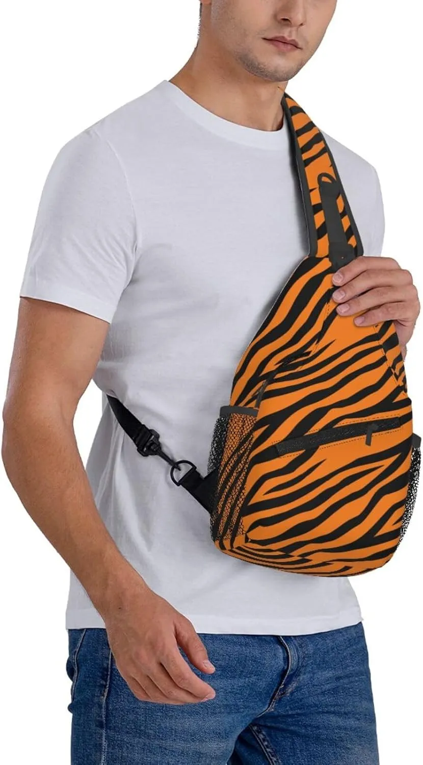 Tiger Stripes Crossbody Bags Cross Men Chest Bag Adjustable Sling Backpack Shoulder Bag For Women Cycling Travel Sport Hiking