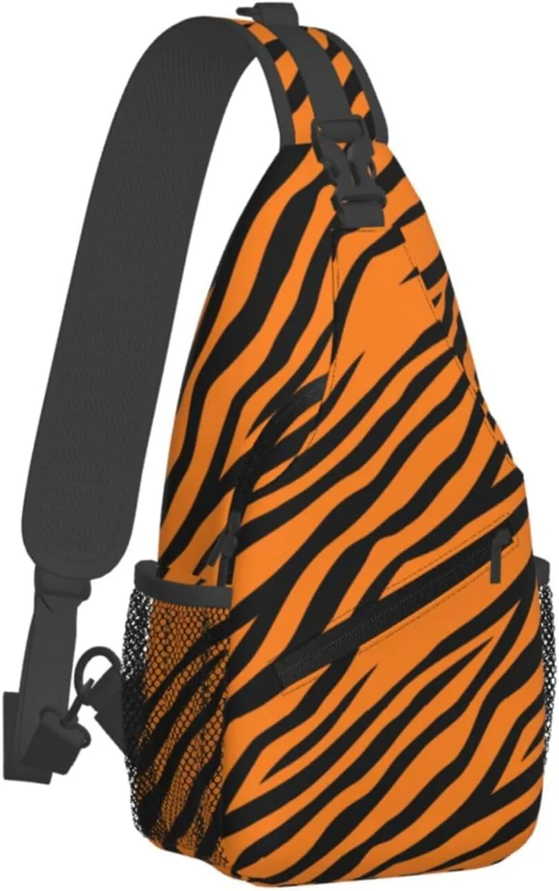 Tiger Stripes Crossbody Bags Cross Men Chest Bag Adjustable Sling Backpack Shoulder Bag For Women Cycling Travel Sport Hiking