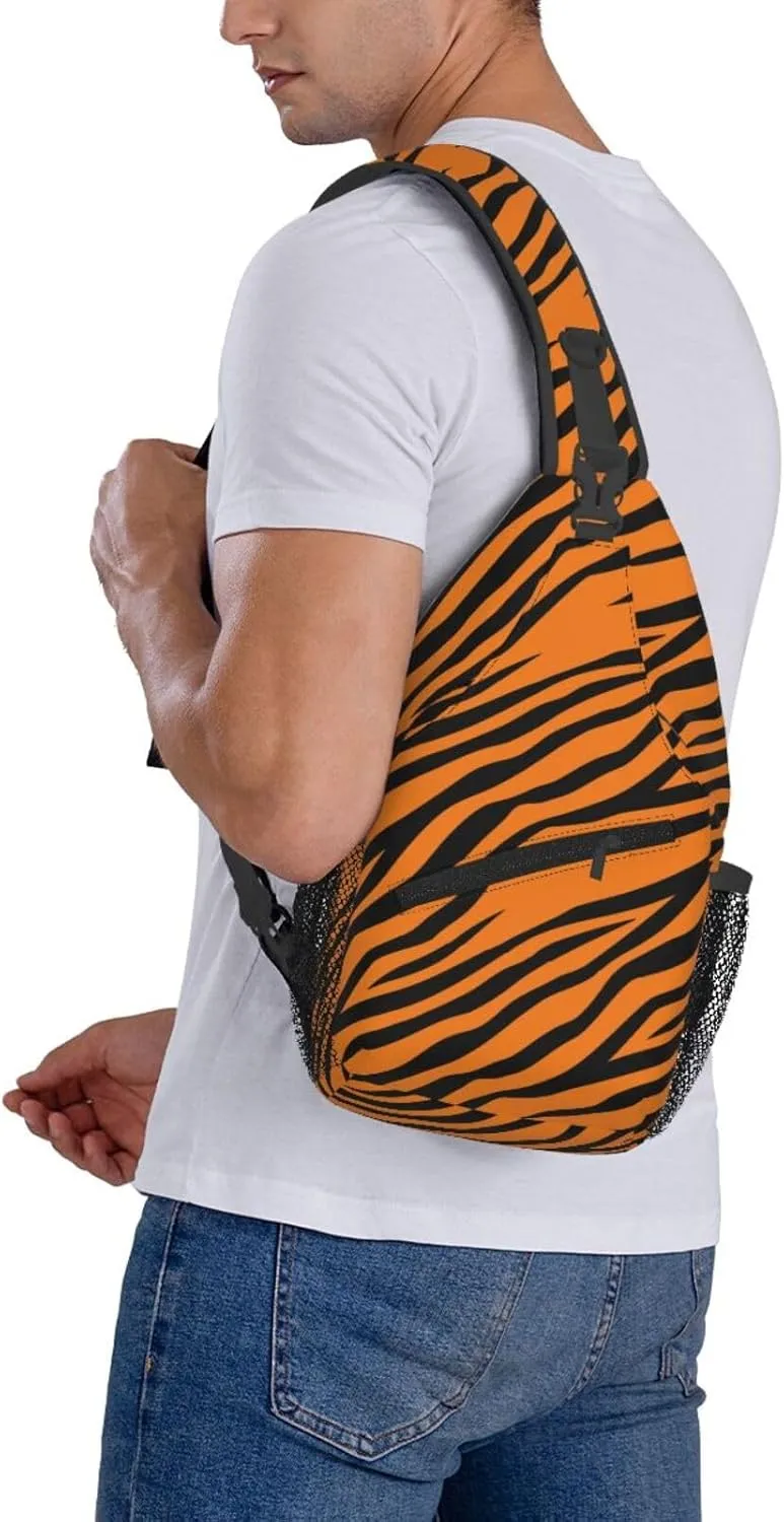 Tiger Stripes Crossbody Bags Cross Men Chest Bag Adjustable Sling Backpack Shoulder Bag For Women Cycling Travel Sport Hiking