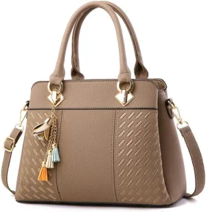 Top-Handle Handbags Purse Satchel for Women Soft PU Leather Crossbody Shoulder Bag with Tassel Pendant