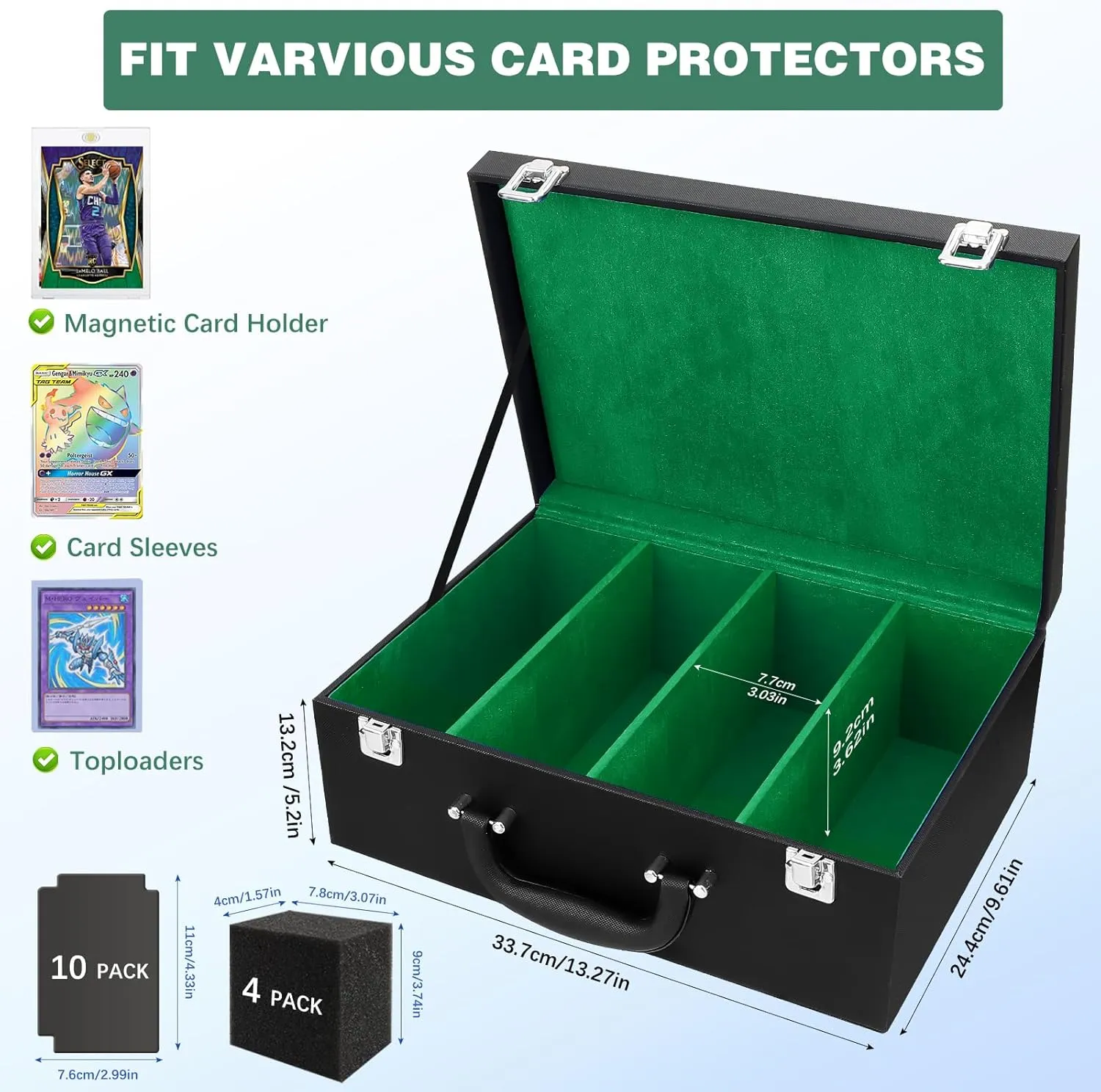 Toploader Storage Box for 3"x4" - Holds 500  Loaders,120 Magnetic Holders,Durable PU Leather,Shockproof,Moisture-Proof - Perfect for Sports Card Storage,Trading Card Display,TCG Deck Organization
