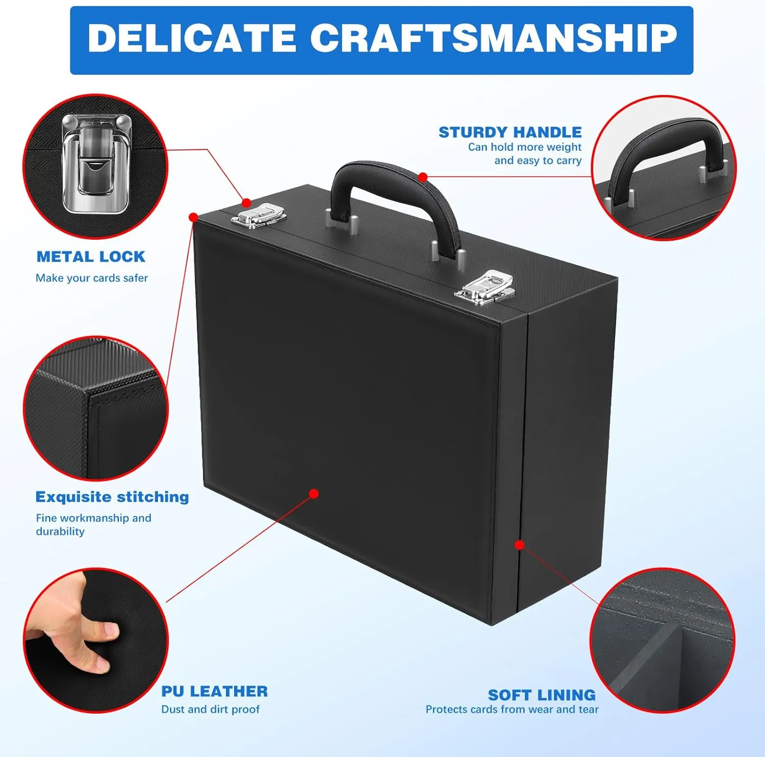 Toploader Storage Box for 3"x4" - Holds 500  Loaders,120 Magnetic Holders,Durable PU Leather,Shockproof,Moisture-Proof - Perfect for Sports Card Storage,Trading Card Display,TCG Deck Organization
