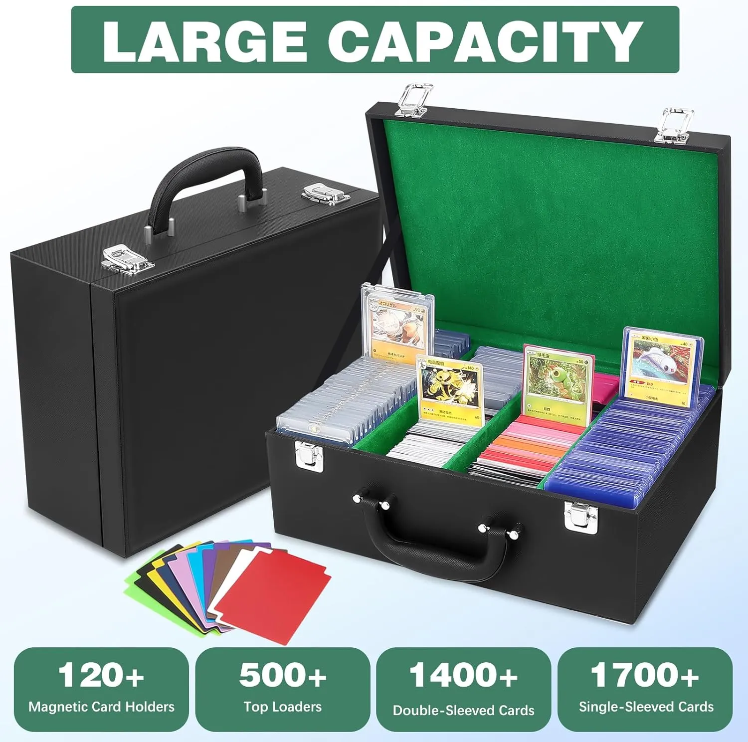 Toploader Storage Box for 3"x4" - Holds 500  Loaders,120 Magnetic Holders,Durable PU Leather,Shockproof,Moisture-Proof - Perfect for Sports Card Storage,Trading Card Display,TCG Deck Organization