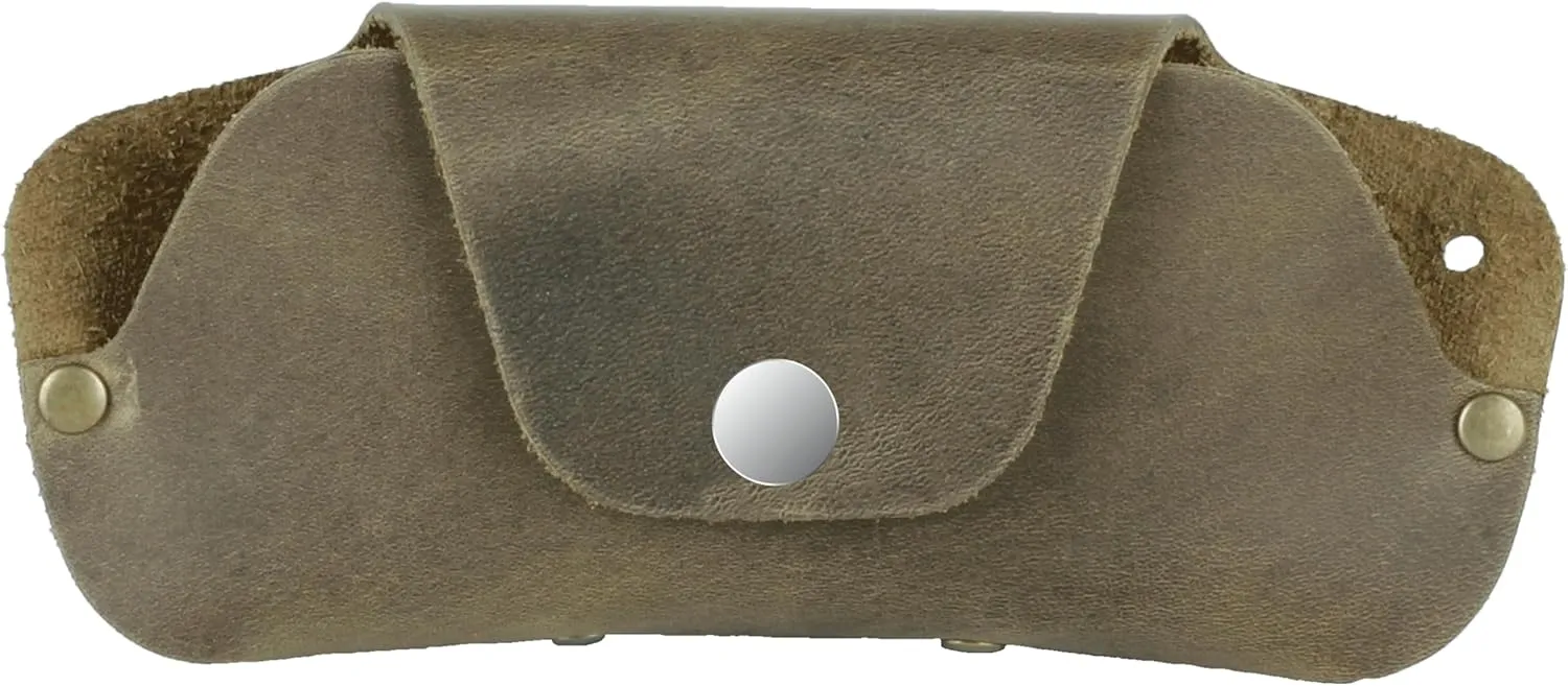 Toprank Leather Eyeglass Case - Handmade Slim Sunglasses Holder, Genuine and Universal Fit for Men and Women