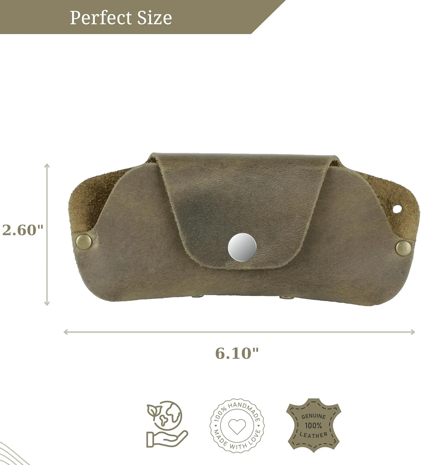 Toprank Leather Eyeglass Case - Handmade Slim Sunglasses Holder, Genuine and Universal Fit for Men and Women