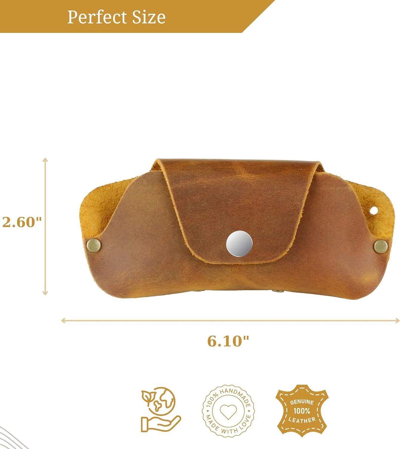 Toprank Leather Eyeglass Case - Handmade Slim Sunglasses Holder, Genuine and Universal Fit for Men and Women