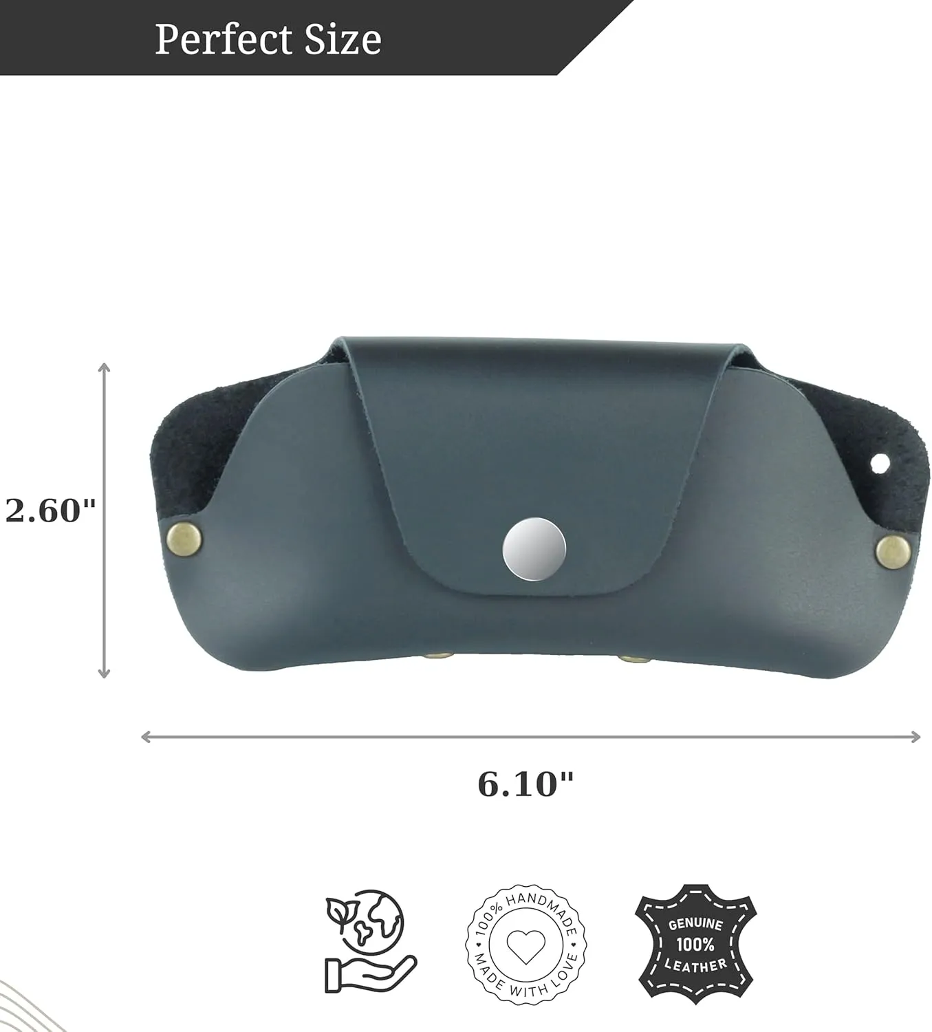 Toprank Leather Eyeglass Case - Handmade Slim Sunglasses Holder, Genuine and Universal Fit for Men and Women