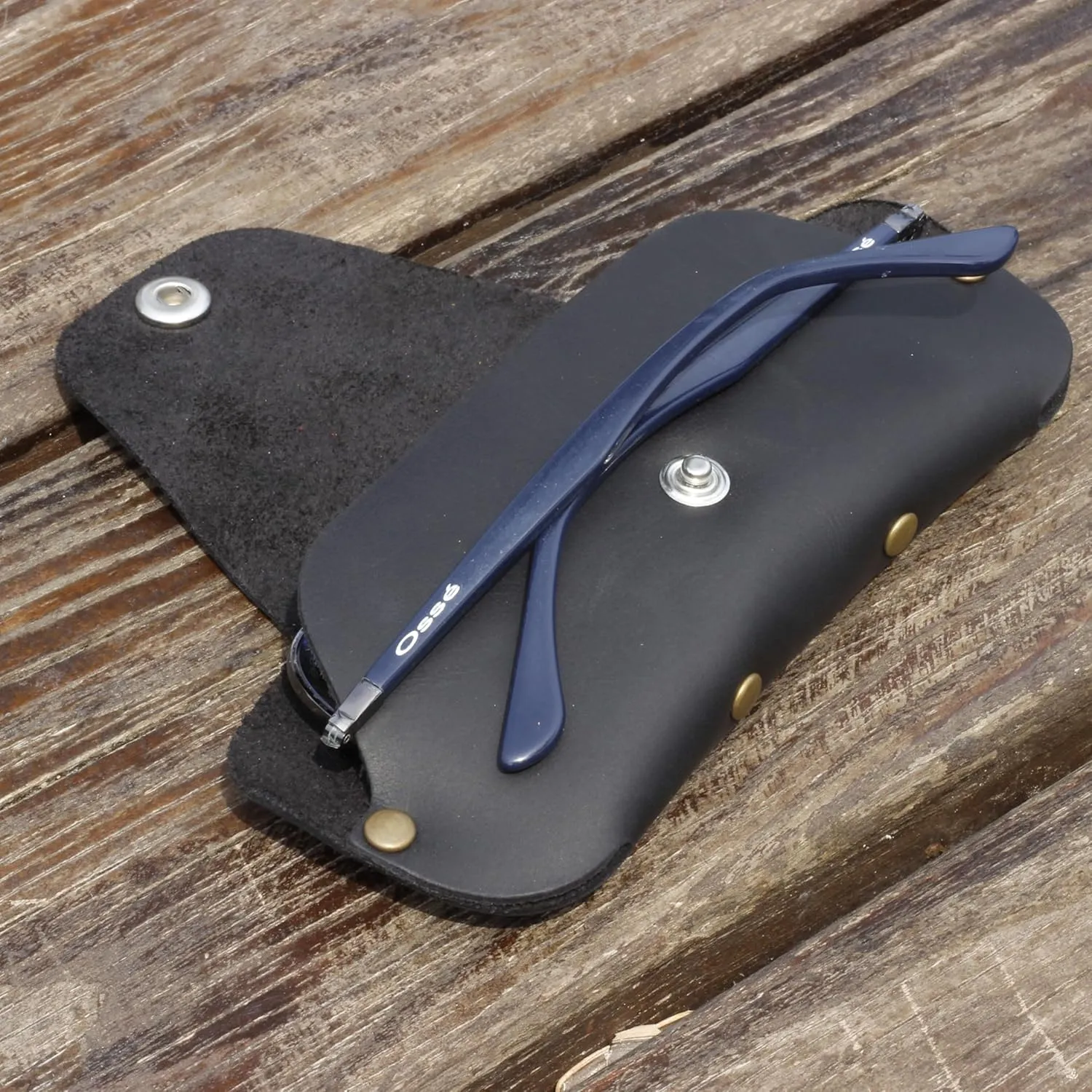Toprank Leather Eyeglass Case - Handmade Slim Sunglasses Holder, Genuine and Universal Fit for Men and Women