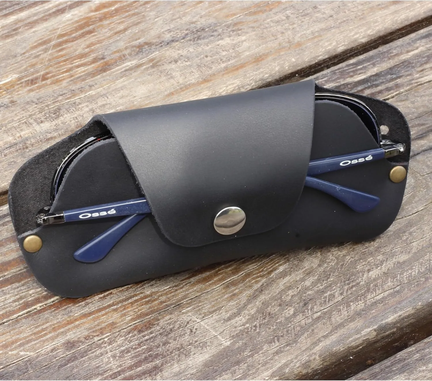 Toprank Leather Eyeglass Case - Handmade Slim Sunglasses Holder, Genuine and Universal Fit for Men and Women