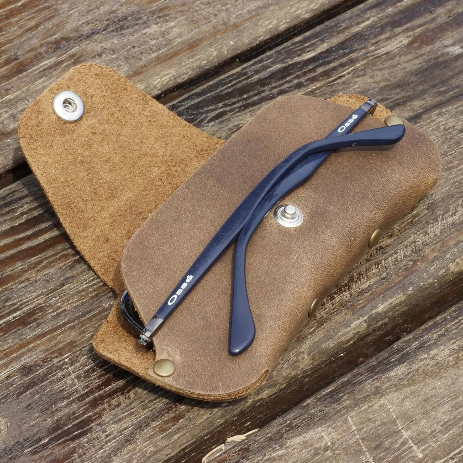 Toprank Leather Eyeglass Case - Handmade Slim Sunglasses Holder, Genuine and Universal Fit for Men and Women