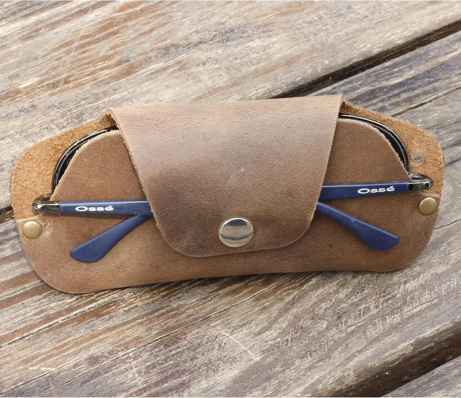 Toprank Leather Eyeglass Case - Handmade Slim Sunglasses Holder, Genuine and Universal Fit for Men and Women