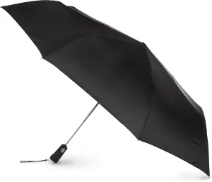 Totes Folding Golf Umbrella Water Repellant, Auto Open/Close, UV Sun Protection, 54-Inch, Black