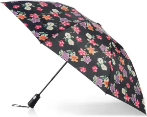 totes Reverse Close Folding Inbrella with Auto Open Close and Compact, Windproof Design, Black