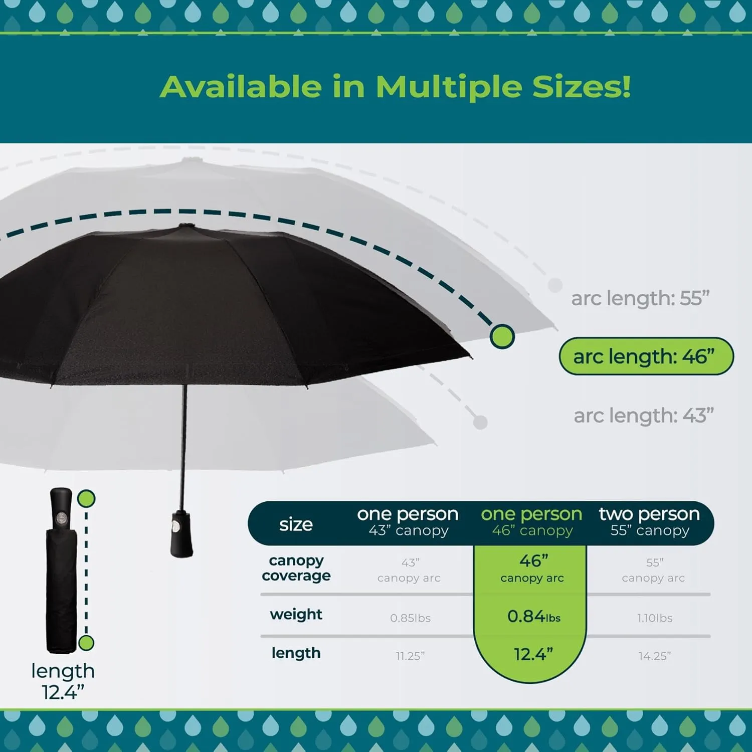 totes Reverse Close Folding Inbrella with Auto Open Close and Compact, Windproof Design, Black
