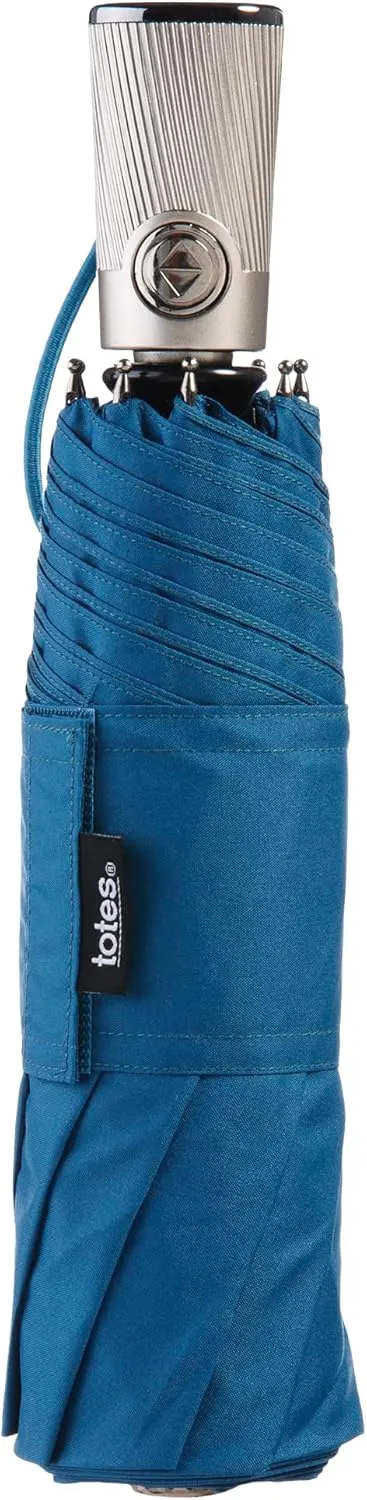 totes Titan Portable Travel Umbrella – Windproof, Waterproof, Strong, Compact Umbrella – Perfect for the Car, Backpack, and On-the-Go