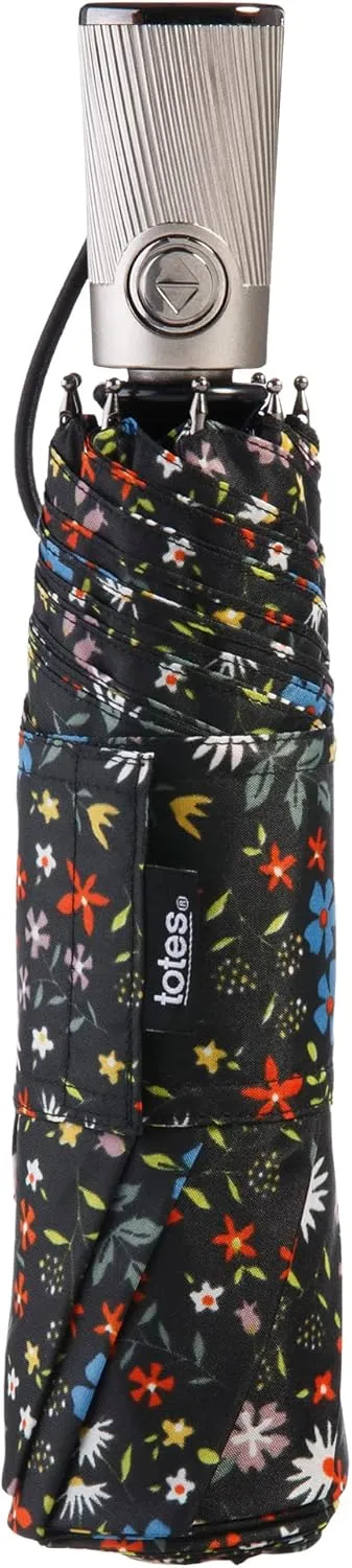totes Titan Portable Travel Umbrella – Windproof, Waterproof, Strong, Compact Umbrella – Perfect for the Car, Backpack, and On-the-Go