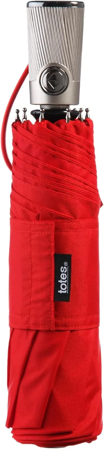 totes Titan Portable Travel Umbrella – Windproof, Waterproof, Strong, Compact Umbrella – Perfect for the Car, Backpack, and On-the-Go