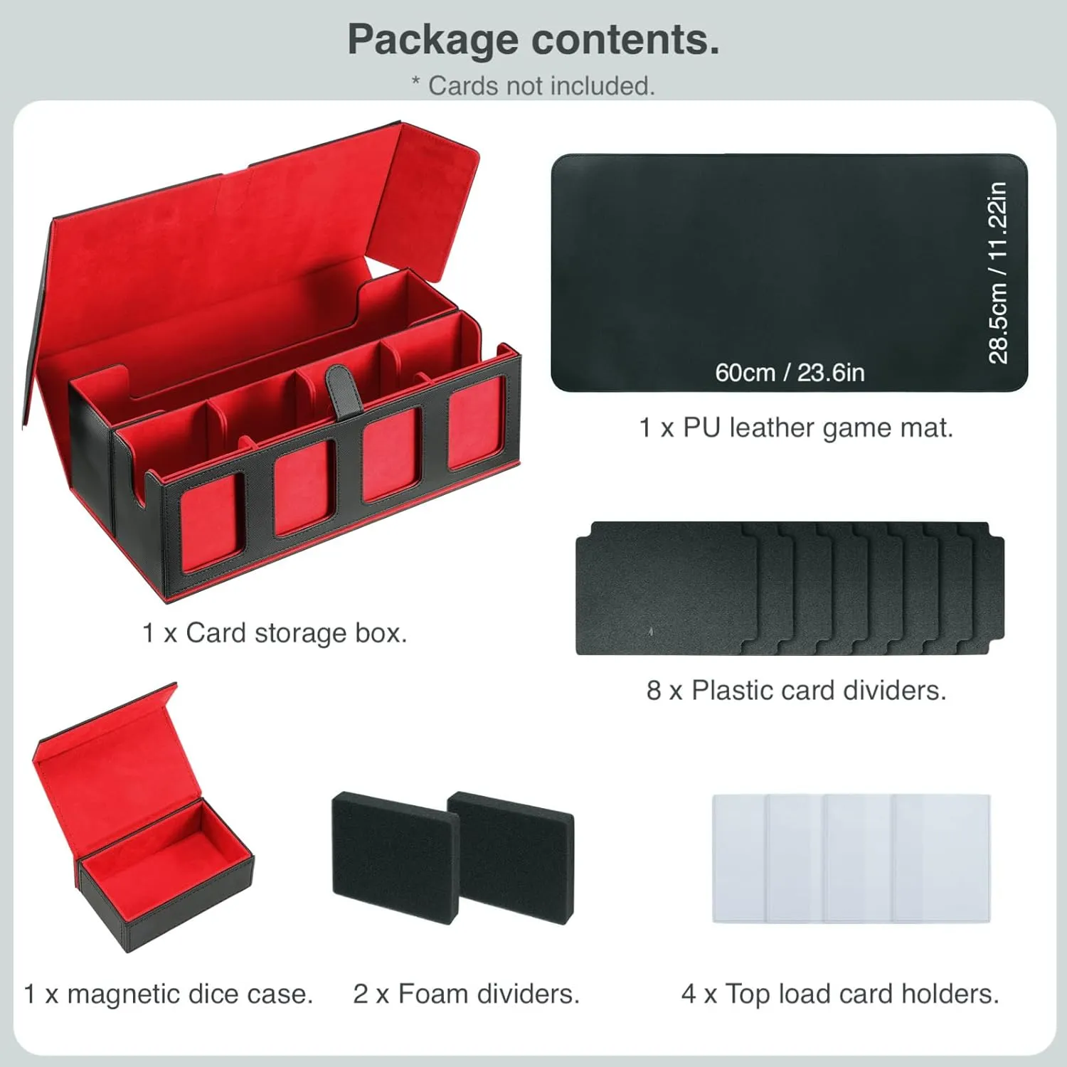 Trading Card Deck Case for 1600 Cards, Storage Box with Display Windows for MTG Commander, Magic Cards, PTCG, Sport Cards and Other Trading Card Games - RED