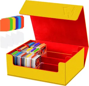 Trading Card Storage Box - 2400  Commander Deck Case for Magic the Gathering PKM YuGiOh Sports Cards, Leather MTG TCG PTCG with 12 PVC Dividers 4 Card Supporters, Blue and Red