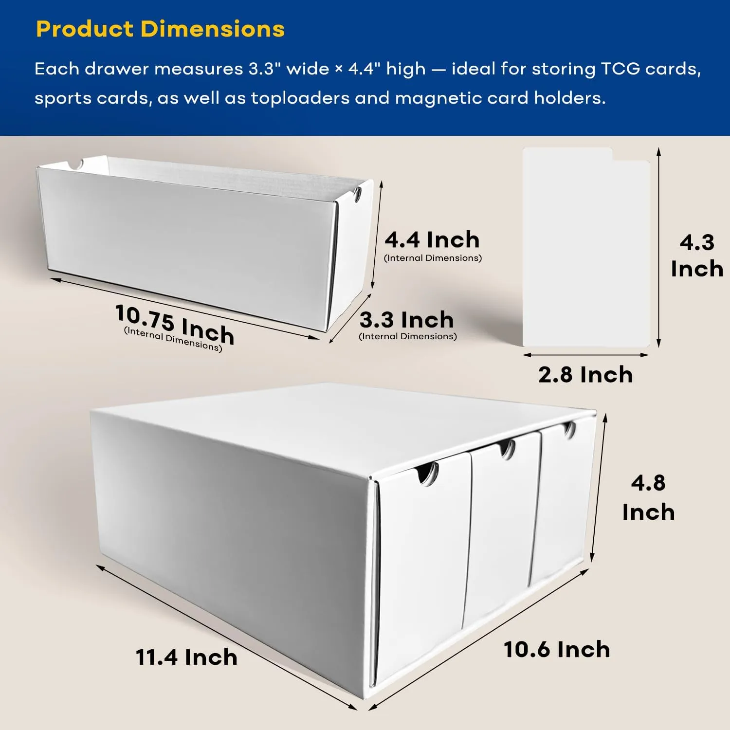 Trading Card Storage Box, Top Loaders Storage Box with 80 Dividers, Cardboard Toploader Card Boxes for Sports Card, Baseball, MTG, TCG, Playing Cards, 12 Drawer