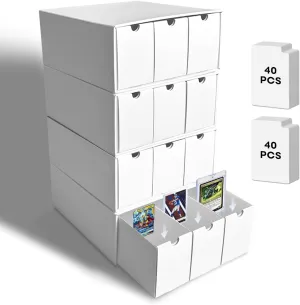 Trading Card Storage Box, Top Loaders Storage Box with 80 Dividers, Cardboard Toploader Card Boxes for Sports Card, Baseball, MTG, TCG, Playing Cards, 12 Drawer