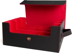 Trading Card Storage Box with Display - Holds 3000  Cards - Travel-Friendly with Handle - 3 Toploaders, 3 Stoppers, 24 Dividers - Strong Closure - Perfect for Collectors