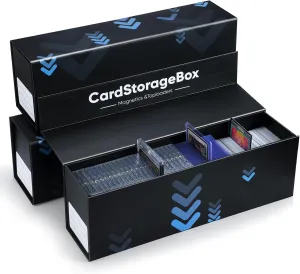 Trading Card Storage Box,Magnetic Closure Card Box, Sports Card Storage Fits 800 Cards, 200 Toploaders or 50 Magnetic Card Holders,Toploader Storage Box Easy to Assemble (3 Pack)