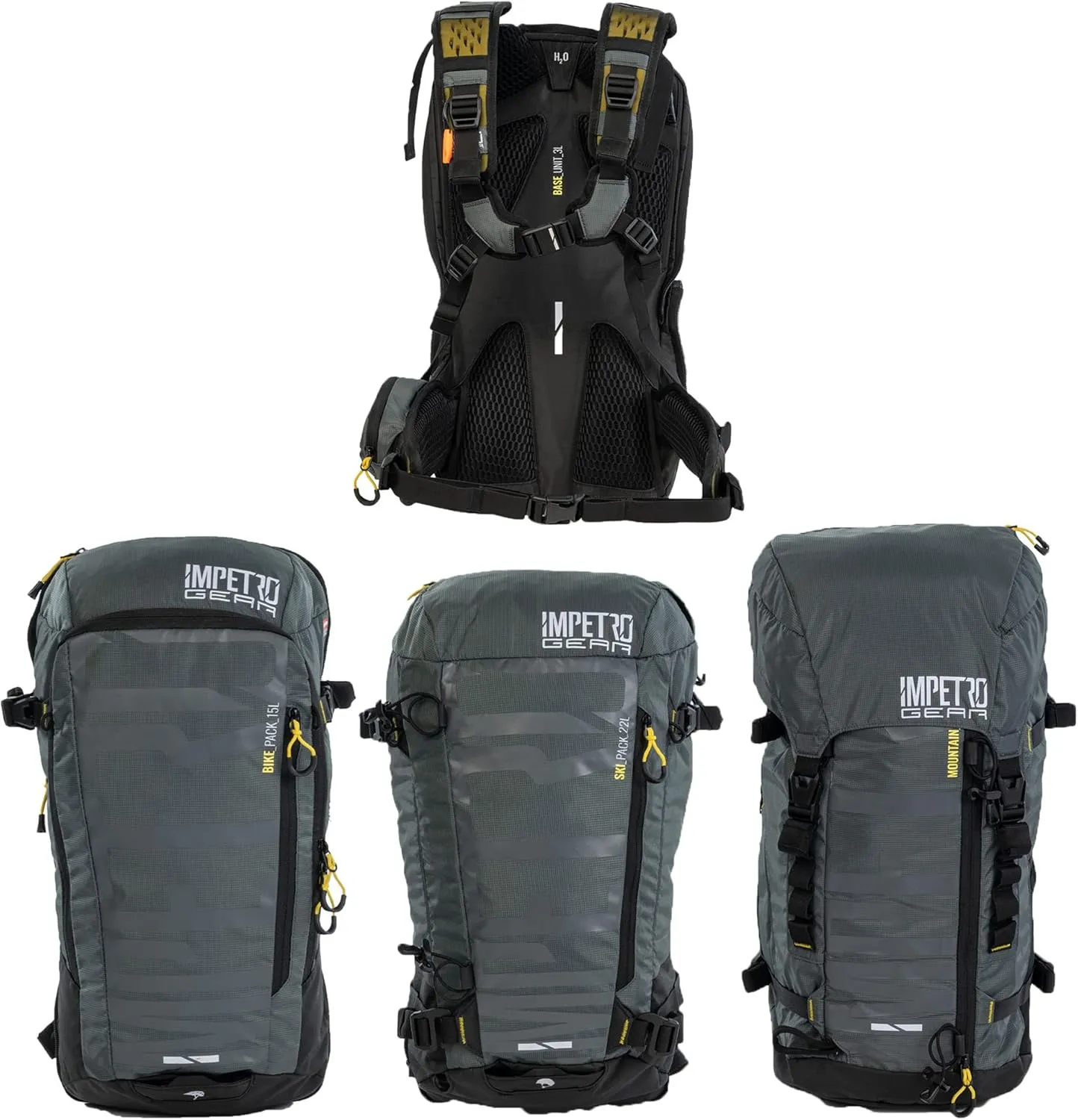Travel Backpack (Set of 3) - Ski Snowboard Bag, Motorcycle Biking Back Pack & Mountaineering Backpack with Fully Compatible Base Unit - Hiking, Camping & Traveling Rucksack - Daypack for Outdoors