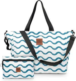 Travel Beach Bag Packable Beach Bag Tote for Pool Lake Cruise Essentials for Women, Foldable Travel Tote for Women