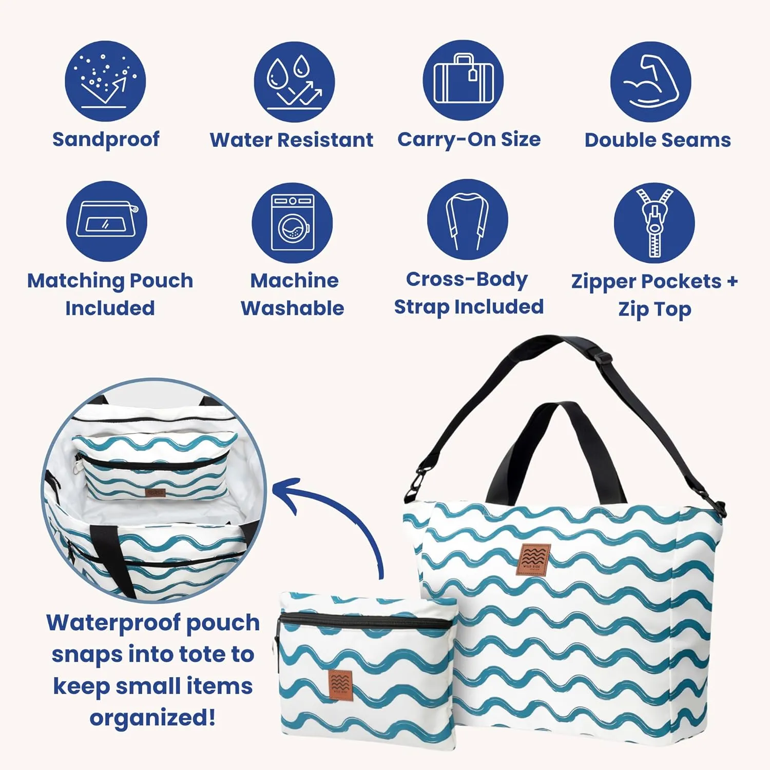Travel Beach Bag Packable Beach Bag Tote for Pool Lake Cruise Essentials for Women, Foldable Travel Tote for Women