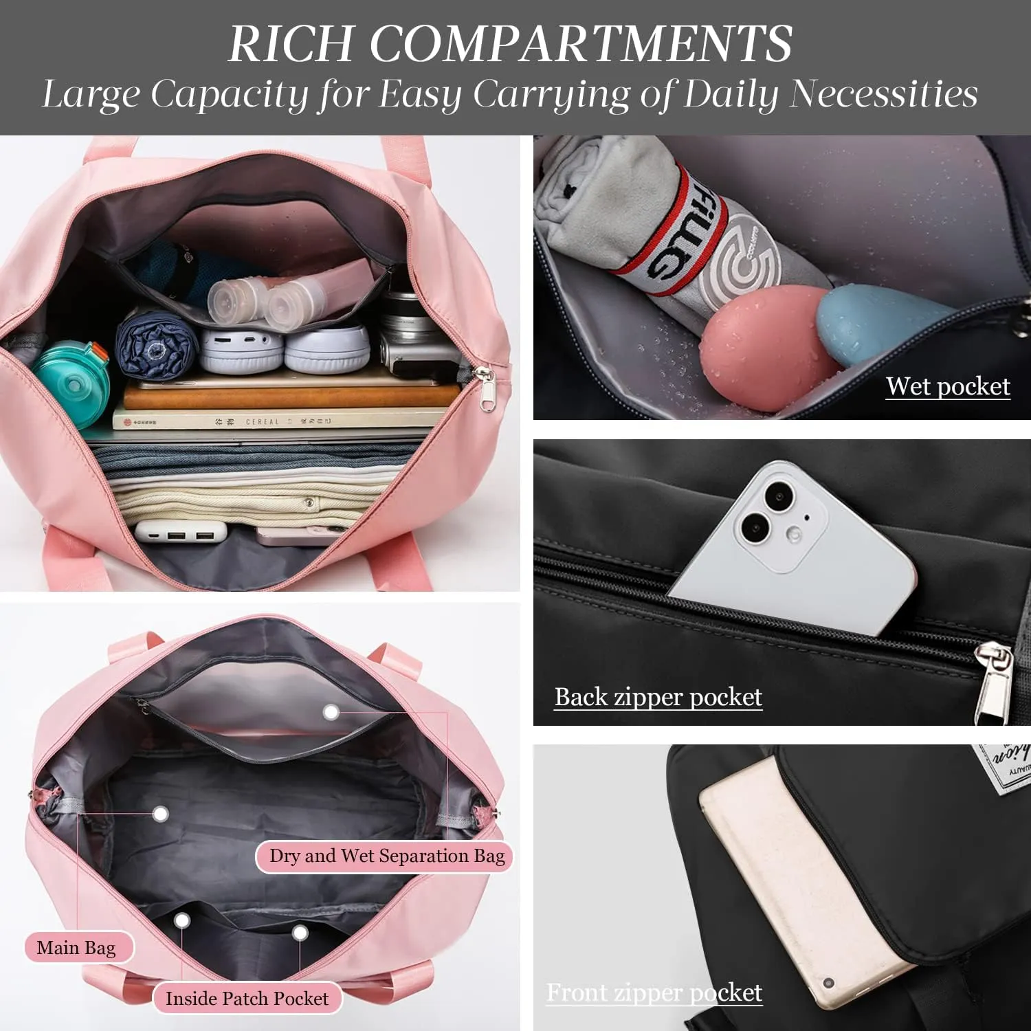 Travel Duffel Tote Bag,Travel Weekender Overnight Bags Women Carry On Bag Totes for Airplanes,Sports Gym Duffle with Trolley Sleeve