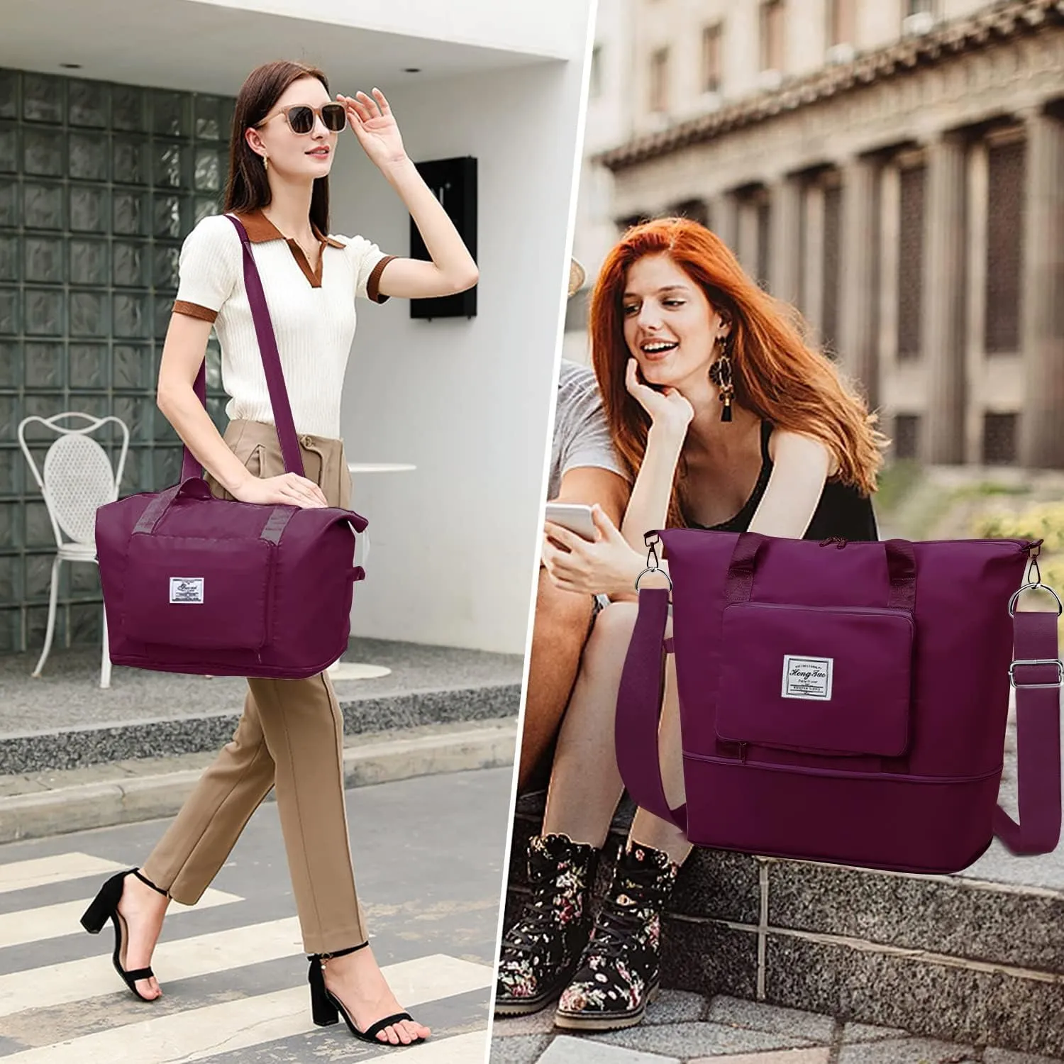 Travel Duffel Tote Bag,Travel Weekender Overnight Bags Women Carry On Bag Totes for Airplanes,Sports Gym Duffle with Trolley Sleeve