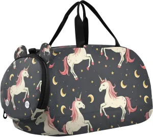 Travel Duffle Bag for Kids Boys Girls Unicorn Star Moon Sports Bag Overnighter Duffle Sleepover Weekender with Shoes Compartment