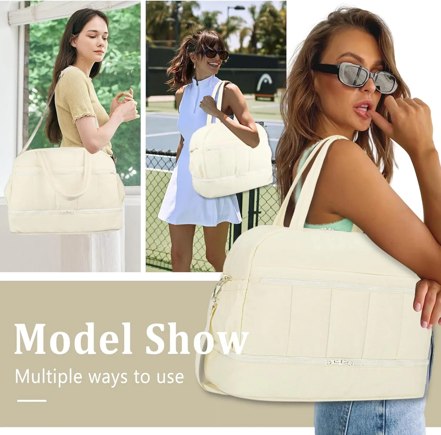 Travel Duffle bag for Women, Weekender Overnight Bags with Shoe Compartment, Carry on Travel Tote Gym Duffel Bag for Women