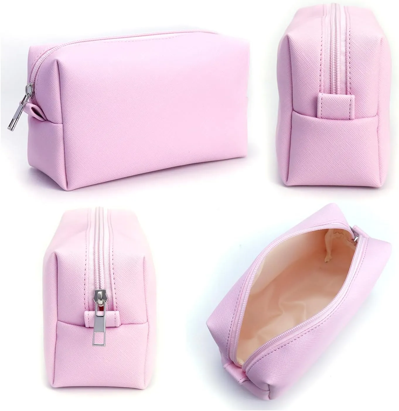 Travel Makeup Bags Set, 3-Piece Large Toiletry Organizer, Multi-Size Cosmetic Bags with Zipper (Pink)