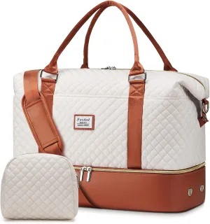 Travel Weekender Duffle Bags for Women: Overnight Bags with Shoe Compartment Large Carry on Weekend Bag with Toiletry & Wet Pocket Tote Duffel Bag Hospital Bag for Women Labor Delivery Begie Brown