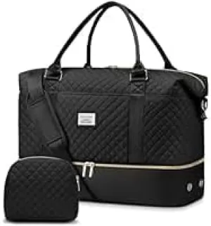 Travel Weekender Duffle Bags for Women: Overnight Bags with Shoe Compartment Large Carry on Weekend Bag with Toiletry Bag & Wet Pocket Tote Duffel Bag Hospital Bag for Women Labor Delivery Beige Pink