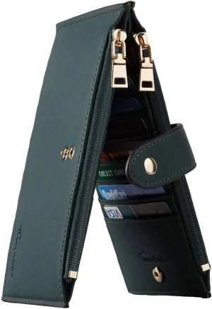 Travelambo Leather Wallets for Women Slim RFID Blocking Bifold Credit Card Holder Wallet
