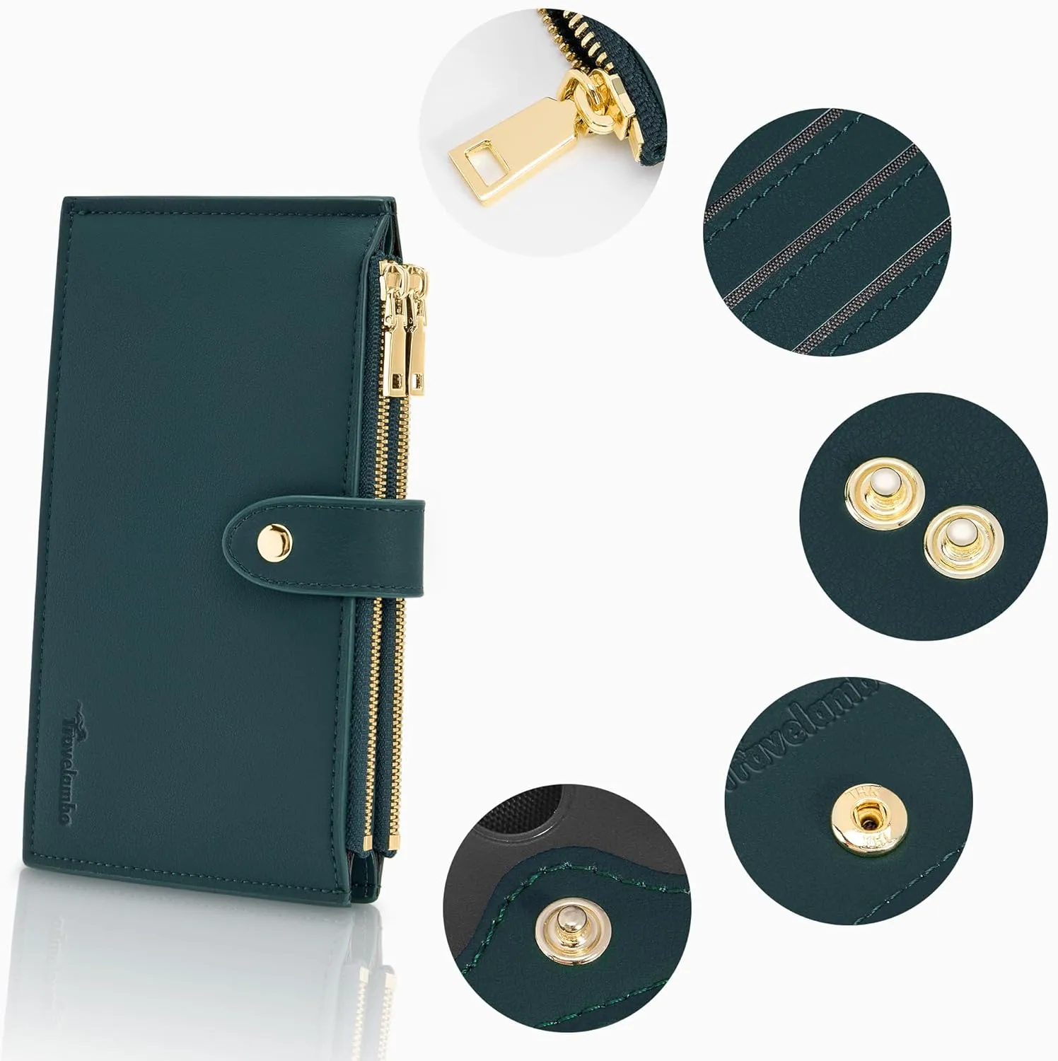 Travelambo Leather Wallets for Women Slim RFID Blocking Bifold Credit Card Holder Wallet