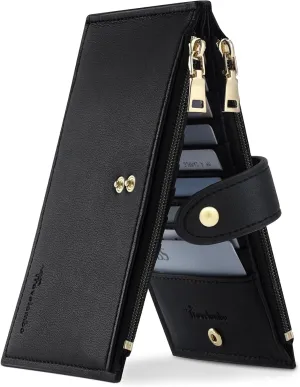 Travelambo Leather Wallets for Women Slim RFID Blocking Bifold Credit Card Holder Wallet