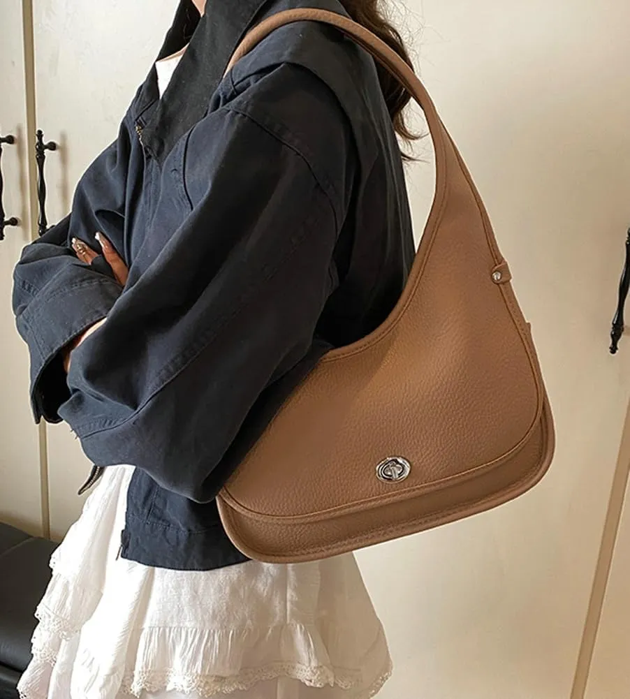 Trendy Vegan Leather Shoulder Bags for Women Small Y2k Tote Purse Handbags Designer Underarm Satchels 2025