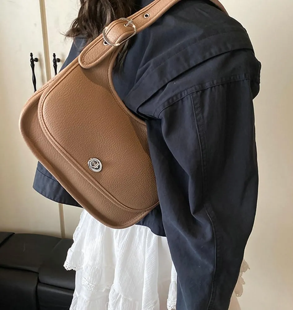 Trendy Vegan Leather Shoulder Bags for Women Small Y2k Tote Purse Handbags Designer Underarm Satchels 2025