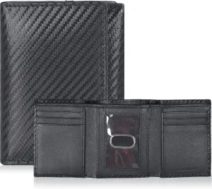 Tri fold Leather Wallet for Men with RFID | Slim Wallets for Men with 1 ID and 6 Credit card slots | Front Pocket Minimalist