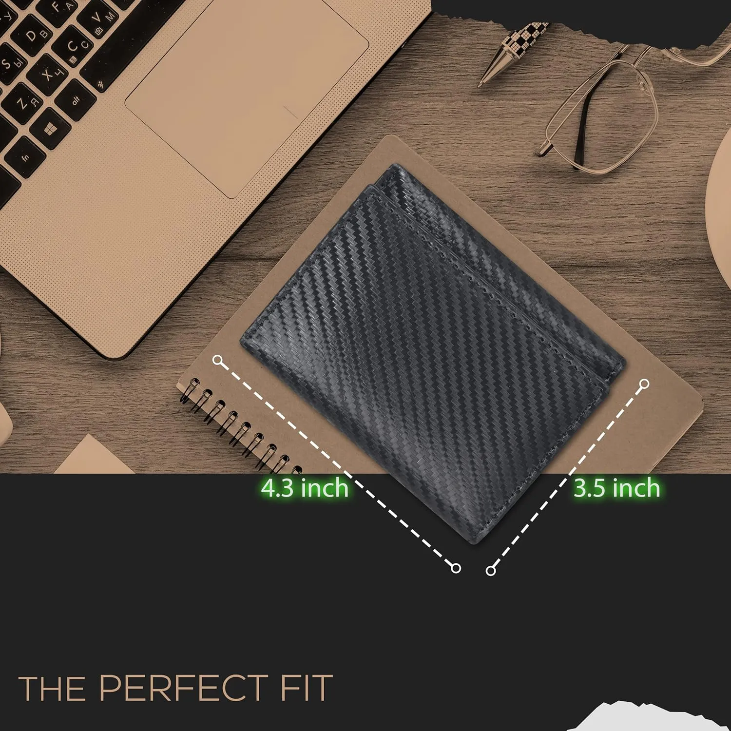Tri fold Leather Wallet for Men with RFID | Slim Wallets for Men with 1 ID and 6 Credit card slots | Front Pocket Minimalist