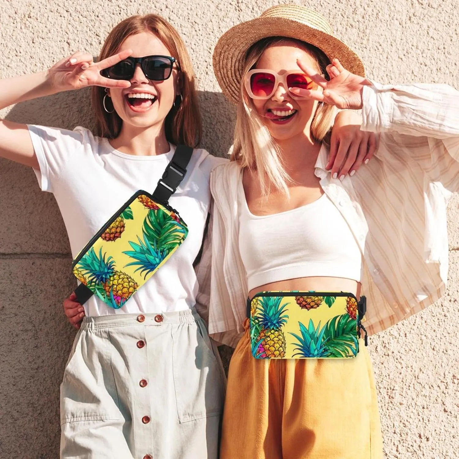 Tropical Pineapple Fruit Unisex Style Fanny Pack: Fashion Waist Packs, Crossbody Bags Sport Slim Fashionable for Jogging Hiking Hiker Woman Man, 1.5x9.0x5.9in/4x23x15cm
